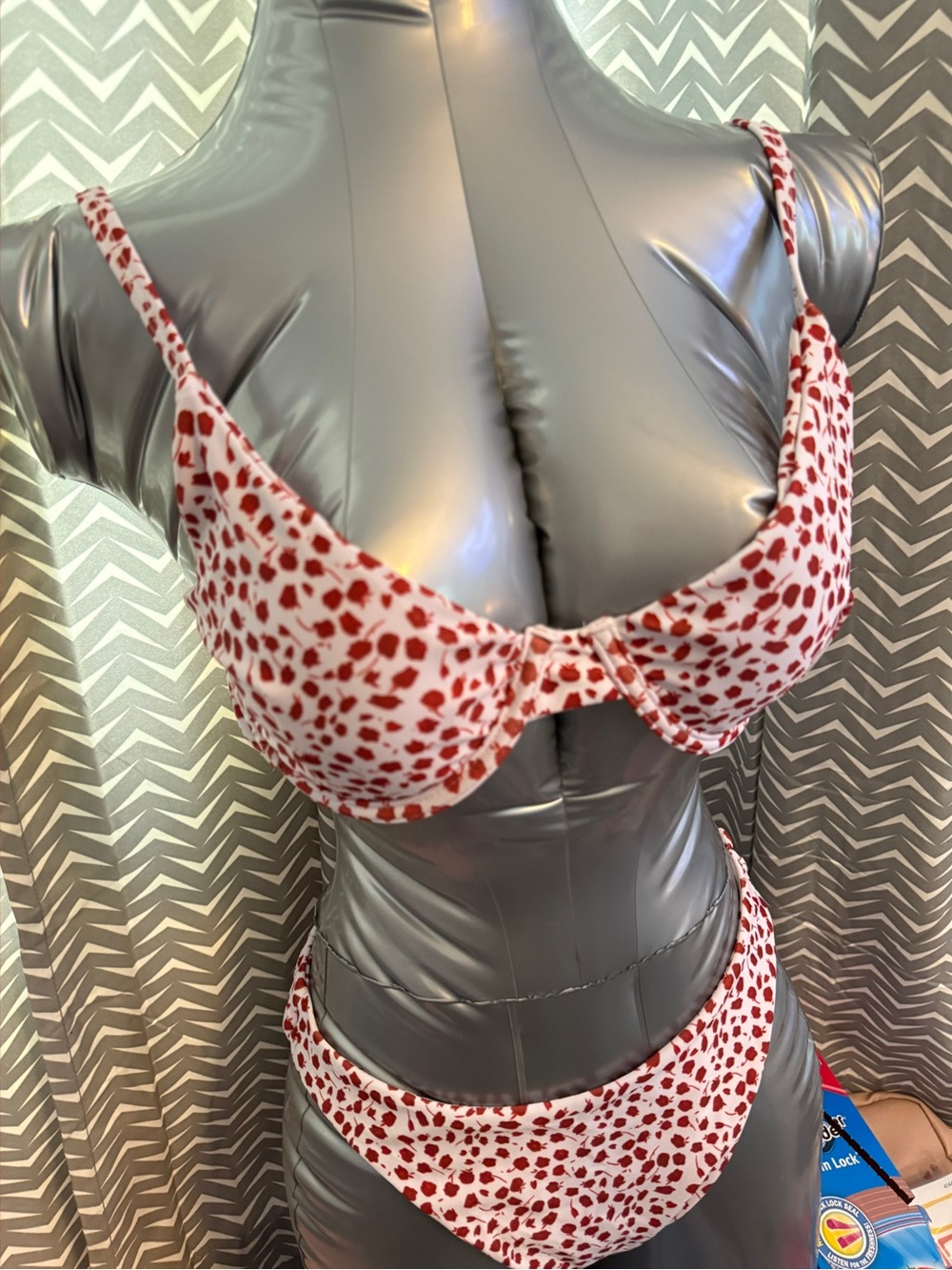Red Spot Print Bikini Set. #7